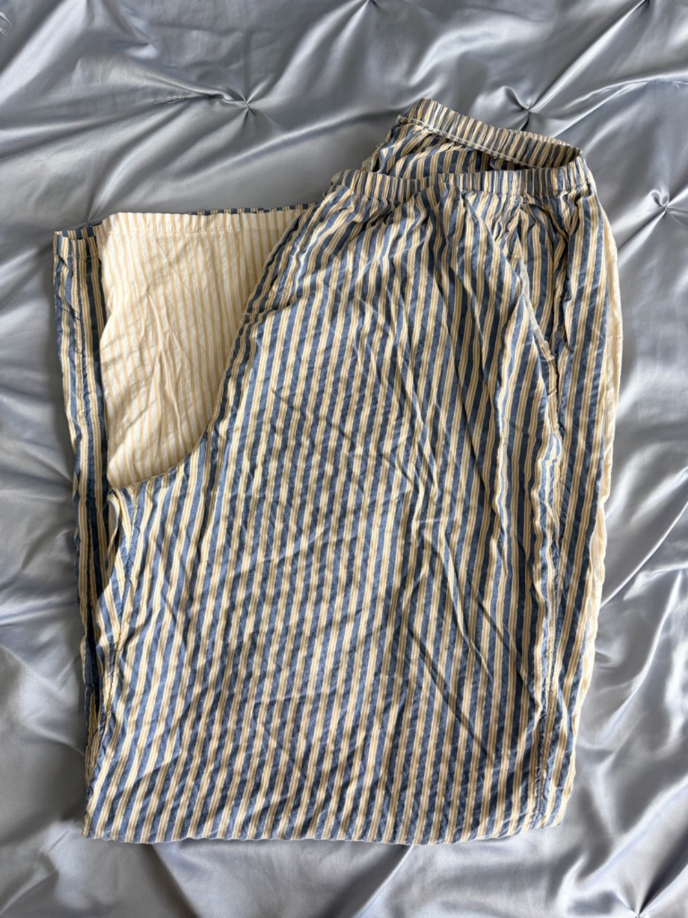 Aerie Blue and Cream Striped Wide Leg Pants